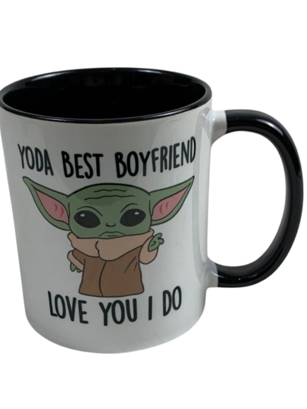 Yoda Best Boyfriend Mug Black and White Casual Fun Mug